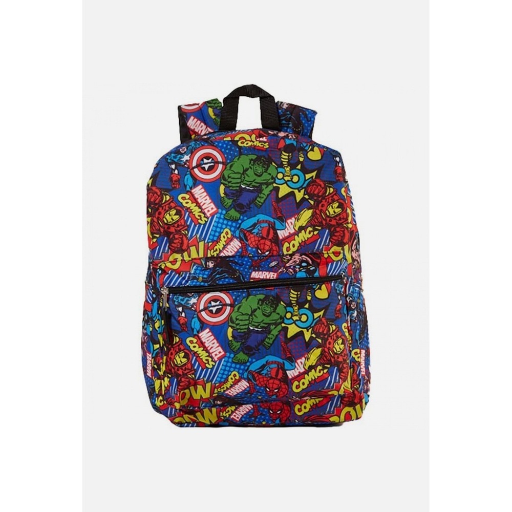 Marvel Comics Avengers Kids Backpack Blue Spider-Man Hulk Iron‎ Man 16 Inch NWT